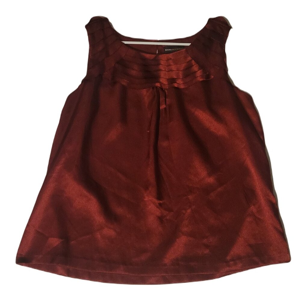 Dana Buchman Round Neck Red Sleeveless Blouse Top Sz XL
